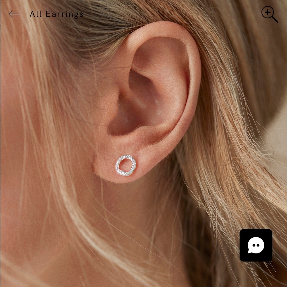 MONICA VINADER Silver Diamond Circle Earrings